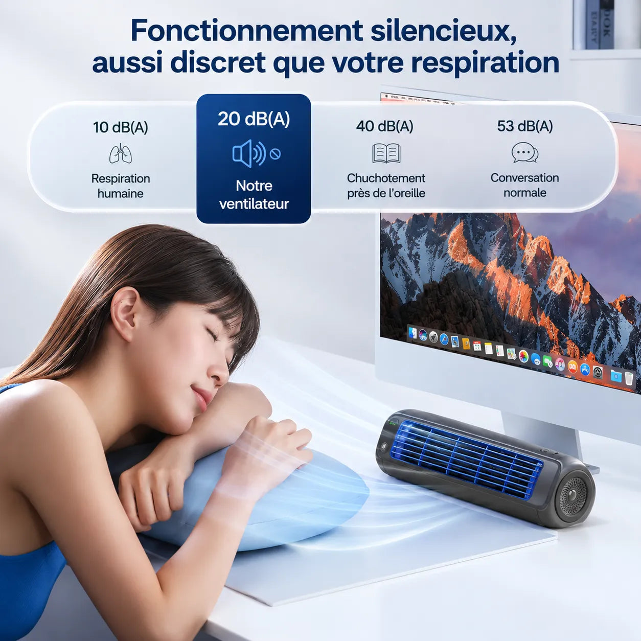Climatiseur Portable Airéna | Ventilateur mural rechargeable silencieux 3 vitesses