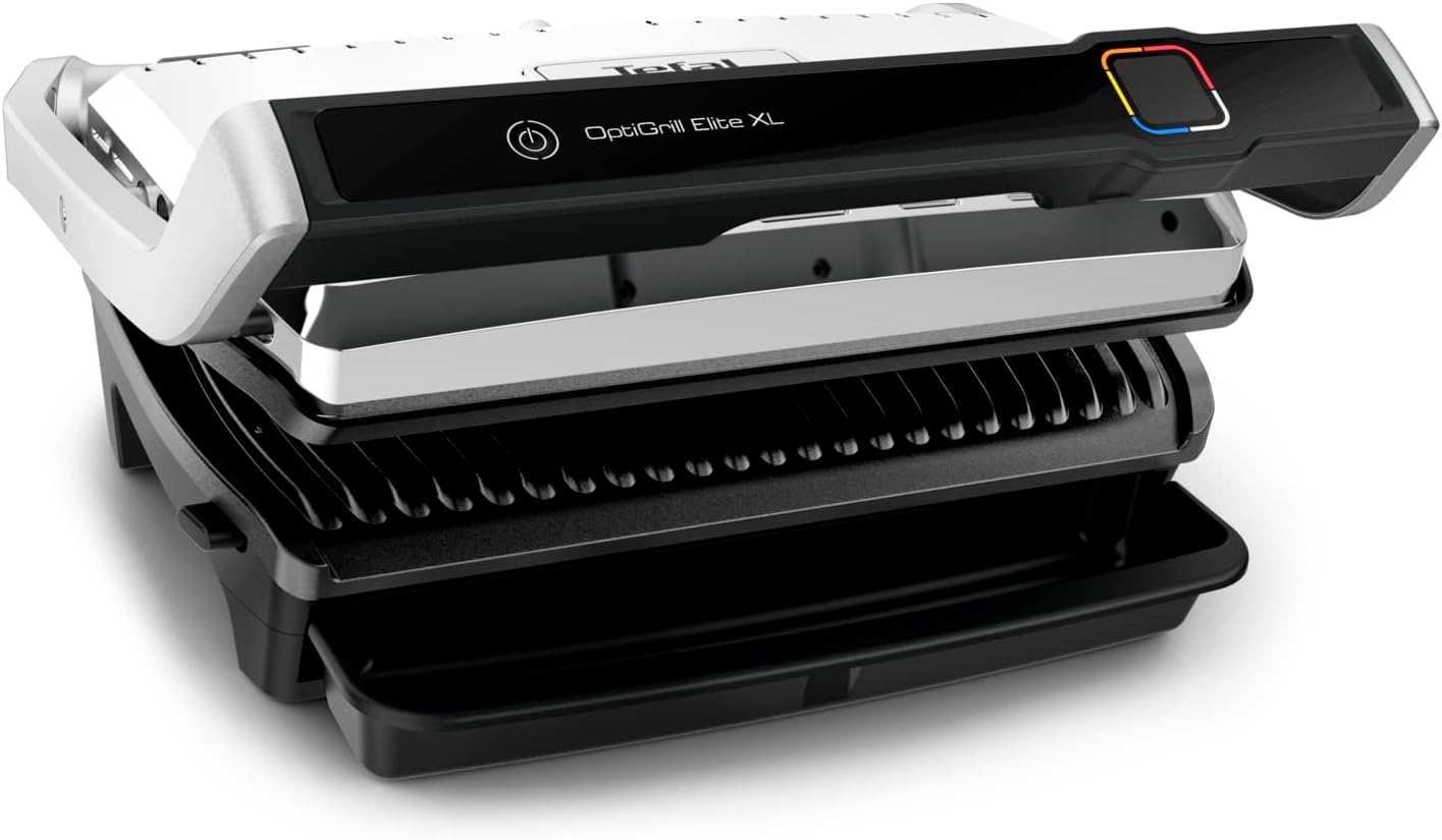 Tefal Optigrill Elite XL, Grill intelligent, 16 programmes, Mode manuel, Fonction marquage, XL 8 personnes, Noir GC760812