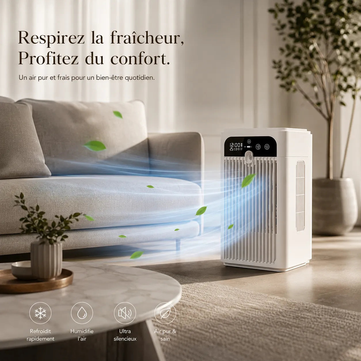 AeroMist | Ventilateur Brumisateur Rafraîchisseur d'Air Portable Rechargeable