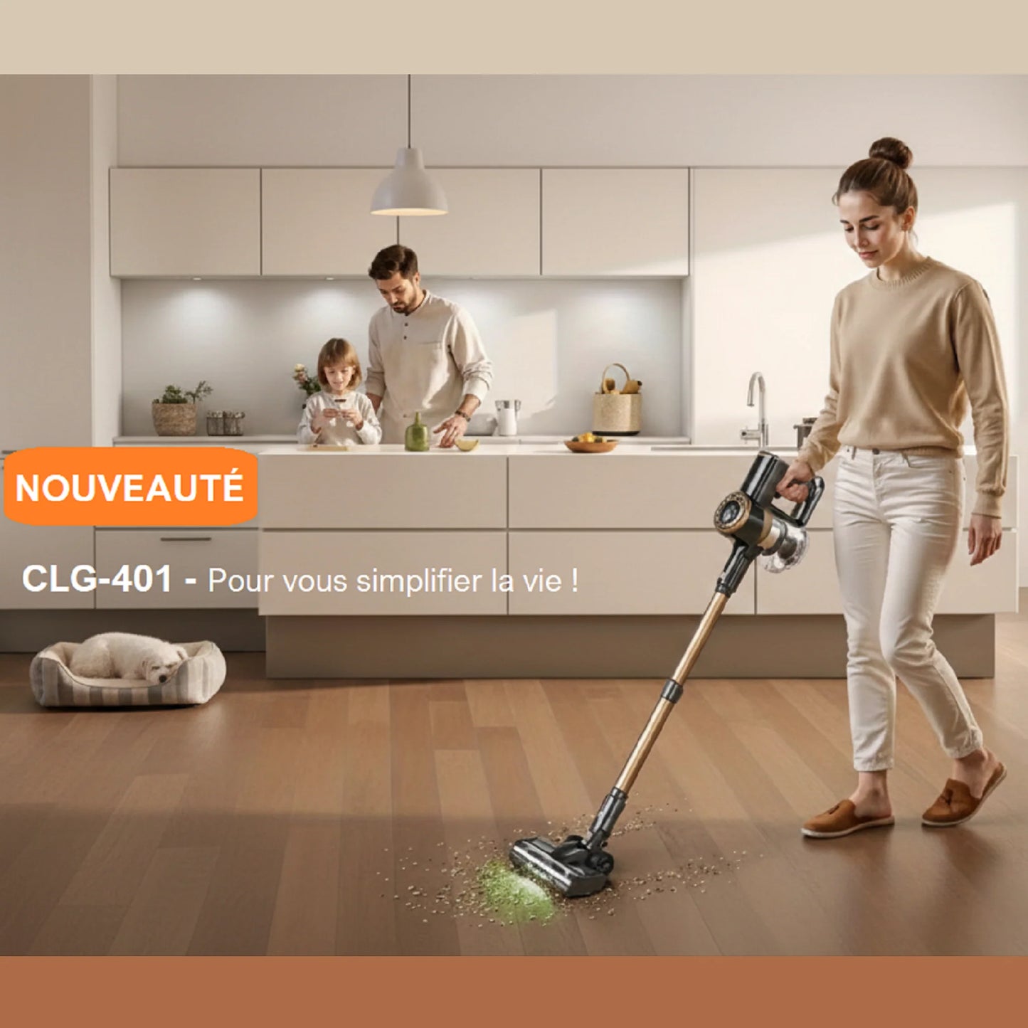 Aspirateur Balai Sans Fil CLG-401 - 41000Pa - 55min - Ultra Silencieux