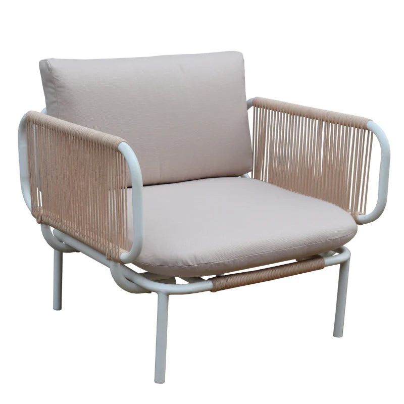 Pack de 2 accoudoirs Bali - 64.5 x 40.5 x 18.5 cm - aluminium & polyester - beige & blanc