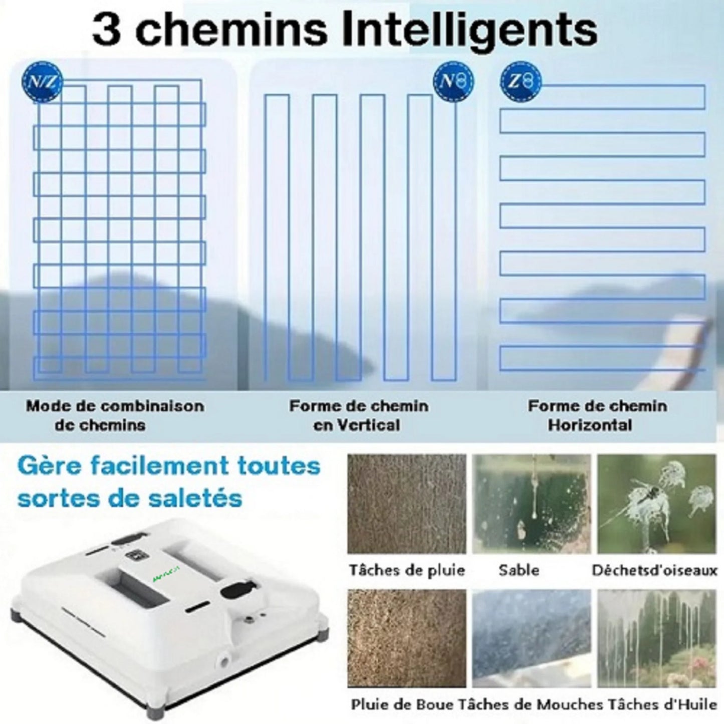 Robot Lave-vitre Intelligent - 24cm - Modèle AMB-66