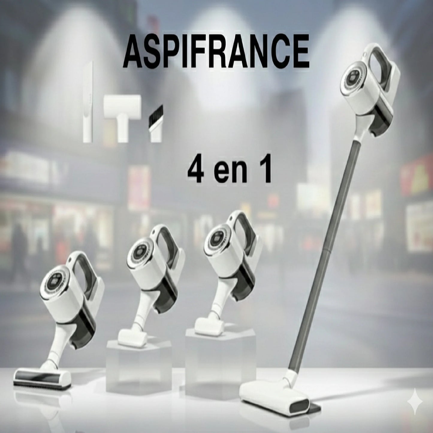 Aspirateur Balai 4 en 1 JKU - Sans Fil - Brosse LED - 1,3L