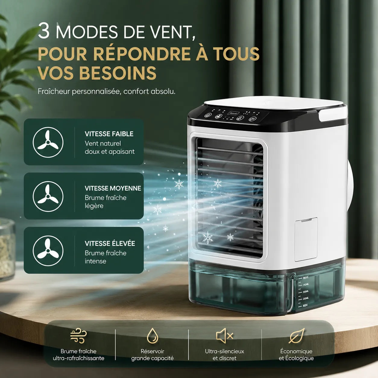 AirMist | Mini Climatiseur Mobile Sans Évacuation Silencieux avec Humidificateur