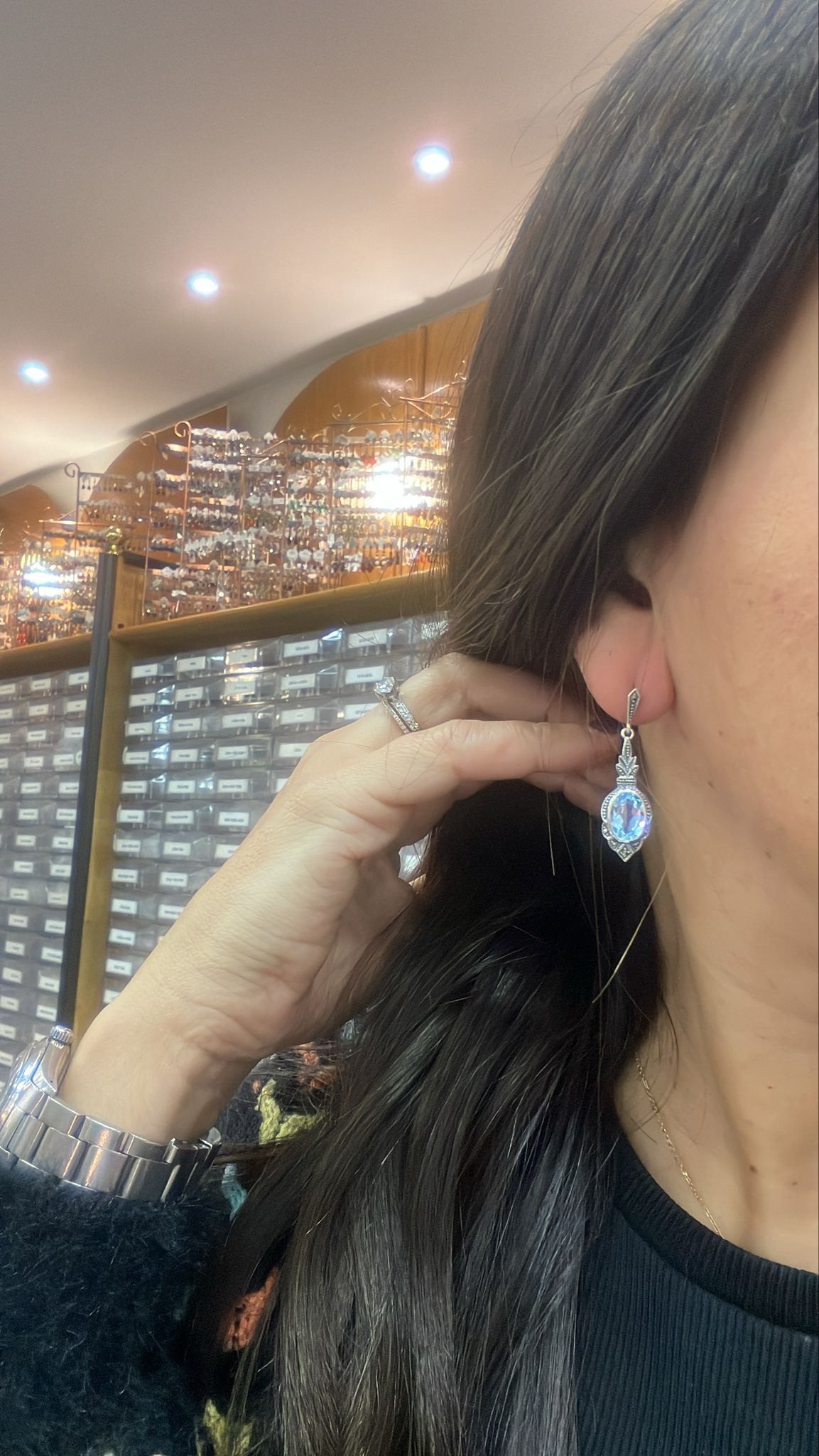 Boucles d'oreille Lea Topaze Bleue